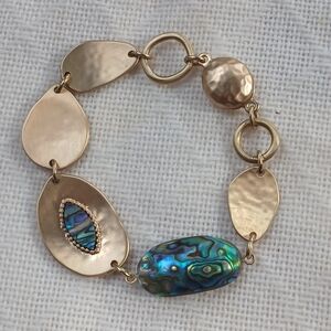 Beautiful Goldtone Multicolor Abalone Shell Bracelet with Magnetic Clasp